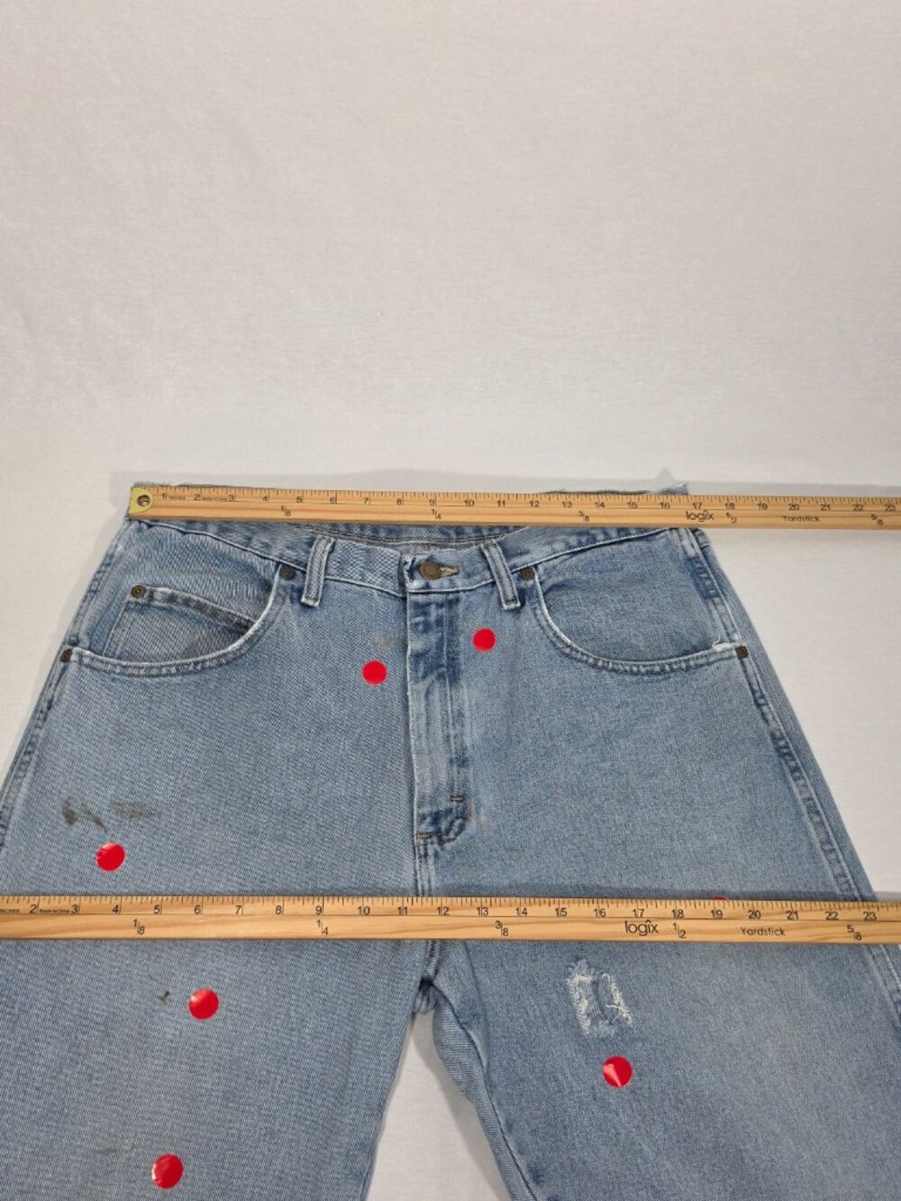Vintage WRANGLER "Rugged" Natural Fraying/Distressing TRASH Blue Jean Men 36x30. - Picture 15 of 17